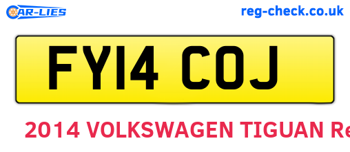 FY14COJ are the vehicle registration plates.