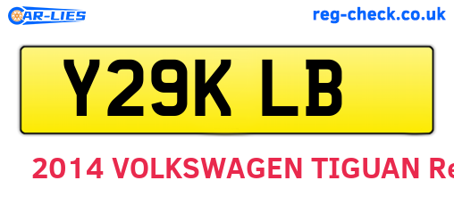 Y29KLB are the vehicle registration plates.
