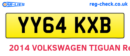 YY64KXB are the vehicle registration plates.