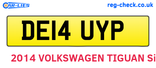 DE14UYP are the vehicle registration plates.