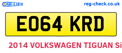 EO64KRD are the vehicle registration plates.