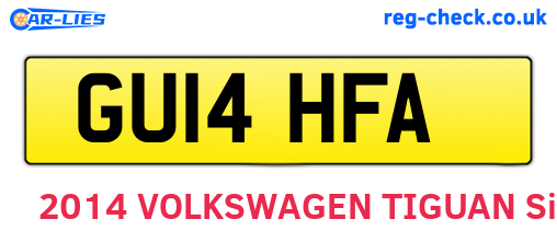 GU14HFA are the vehicle registration plates.