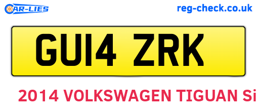 GU14ZRK are the vehicle registration plates.