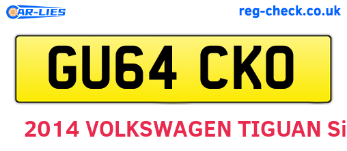 GU64CKO are the vehicle registration plates.