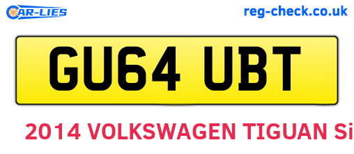 GU64UBT are the vehicle registration plates.