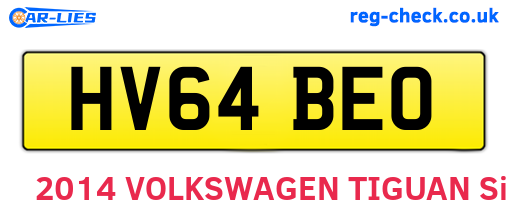 HV64BEO are the vehicle registration plates.