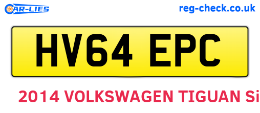 HV64EPC are the vehicle registration plates.