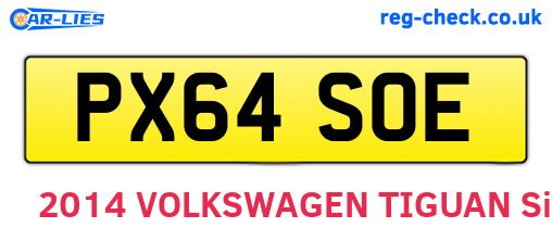 PX64SOE are the vehicle registration plates.