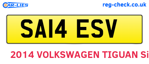 SA14ESV are the vehicle registration plates.