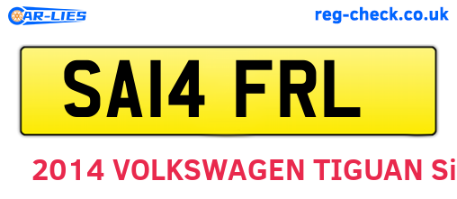 SA14FRL are the vehicle registration plates.