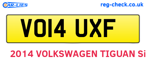 VO14UXF are the vehicle registration plates.
