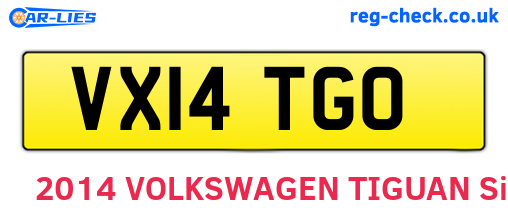 VX14TGO are the vehicle registration plates.