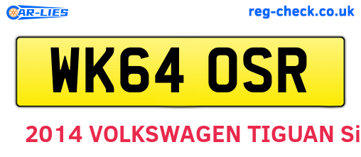 WK64OSR are the vehicle registration plates.