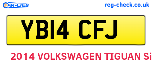 YB14CFJ are the vehicle registration plates.