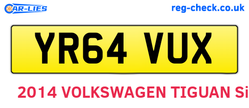 YR64VUX are the vehicle registration plates.