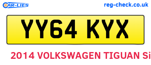 YY64KYX are the vehicle registration plates.