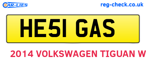 HE51GAS are the vehicle registration plates.