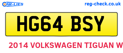 HG64BSY are the vehicle registration plates.