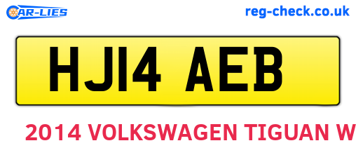 HJ14AEB are the vehicle registration plates.