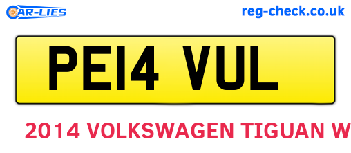 PE14VUL are the vehicle registration plates.