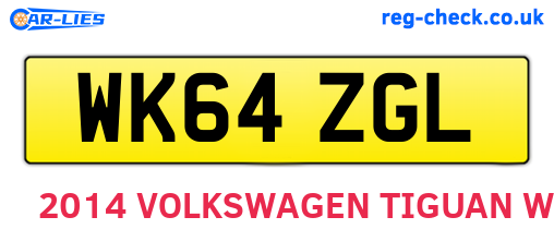 WK64ZGL are the vehicle registration plates.