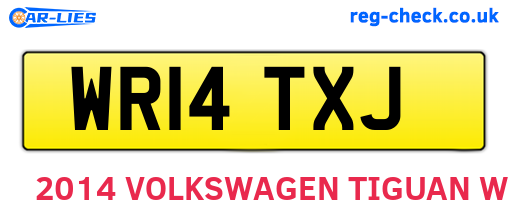 WR14TXJ are the vehicle registration plates.