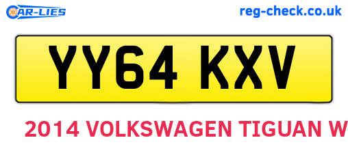 YY64KXV are the vehicle registration plates.