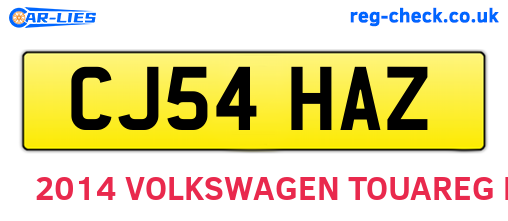CJ54HAZ are the vehicle registration plates.
