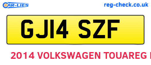 GJ14SZF are the vehicle registration plates.