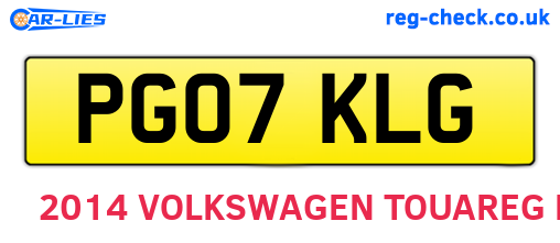 PG07KLG are the vehicle registration plates.