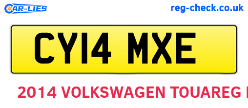 CY14MXE are the vehicle registration plates.