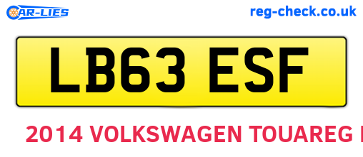 LB63ESF are the vehicle registration plates.