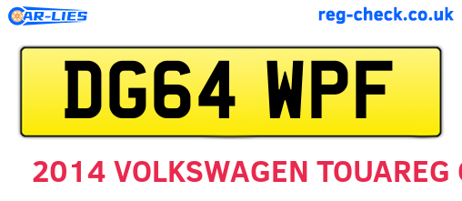 DG64WPF are the vehicle registration plates.