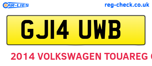 GJ14UWB are the vehicle registration plates.