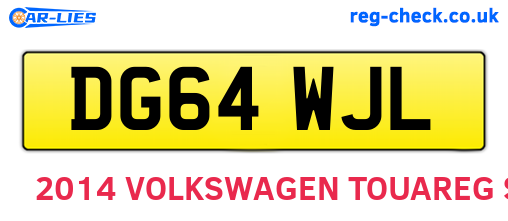 DG64WJL are the vehicle registration plates.