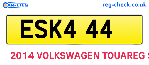 ESK444 are the vehicle registration plates.