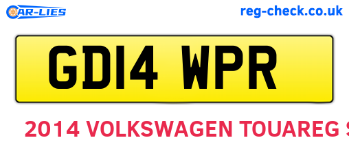 GD14WPR are the vehicle registration plates.