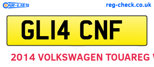 GL14CNF are the vehicle registration plates.