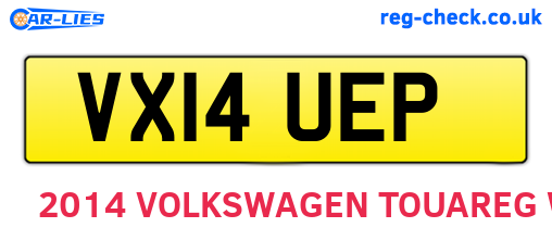 VX14UEP are the vehicle registration plates.