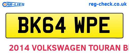 BK64WPE are the vehicle registration plates.