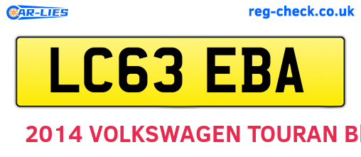 LC63EBA are the vehicle registration plates.