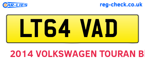 LT64VAD are the vehicle registration plates.