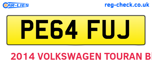 PE64FUJ are the vehicle registration plates.
