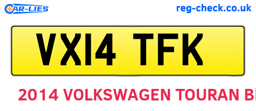 VX14TFK are the vehicle registration plates.