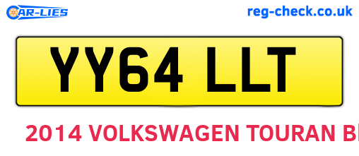 YY64LLT are the vehicle registration plates.