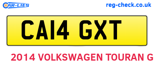 CA14GXT are the vehicle registration plates.