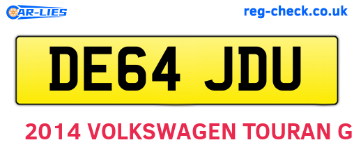 DE64JDU are the vehicle registration plates.