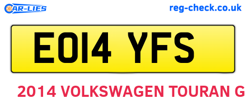 EO14YFS are the vehicle registration plates.