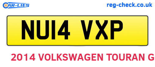 NU14VXP are the vehicle registration plates.