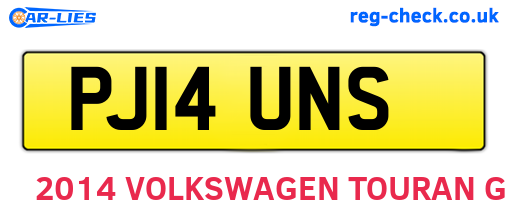 PJ14UNS are the vehicle registration plates.
